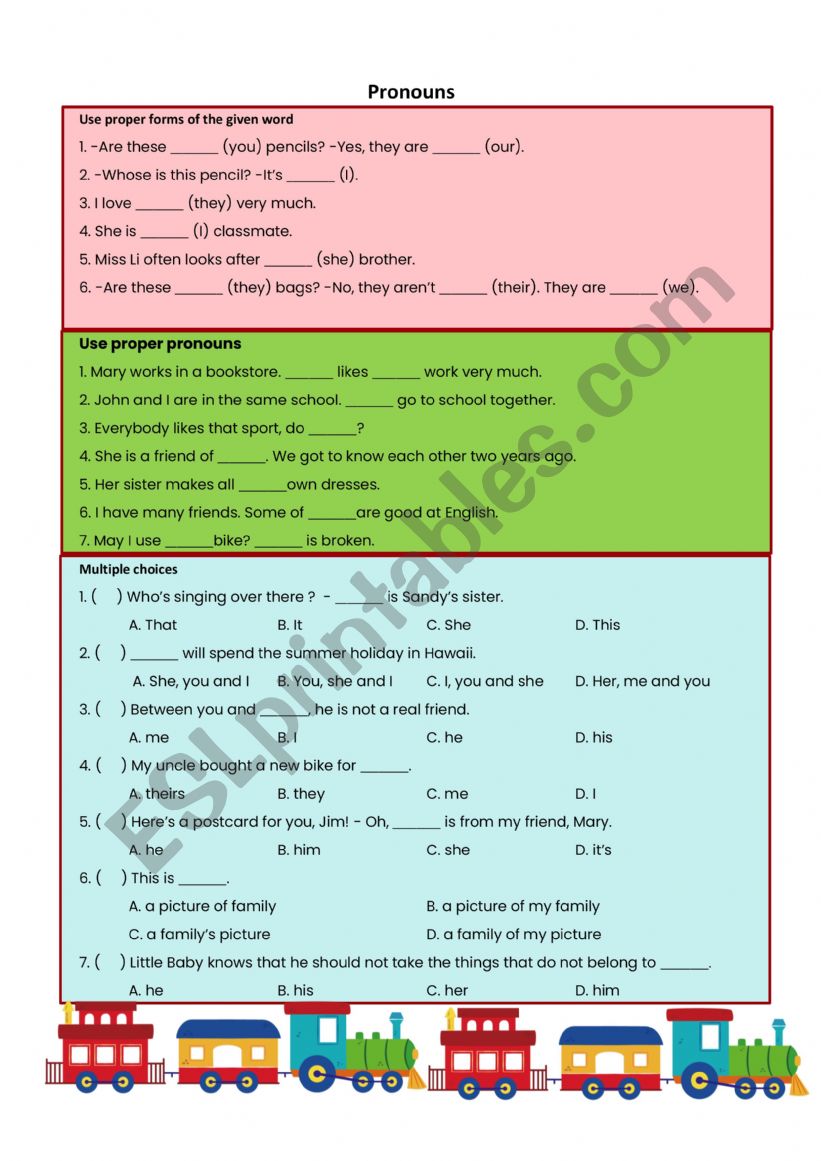 pronouns worksheet