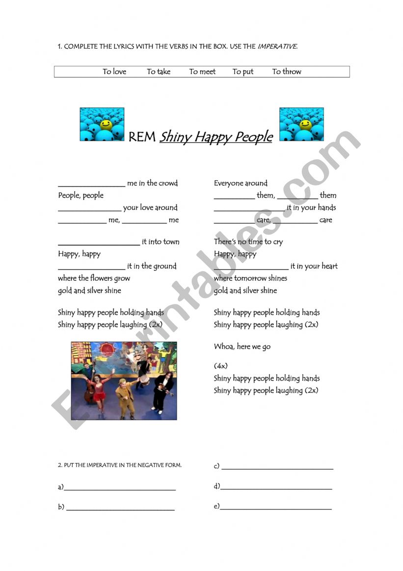 Shiny Happy People worksheet