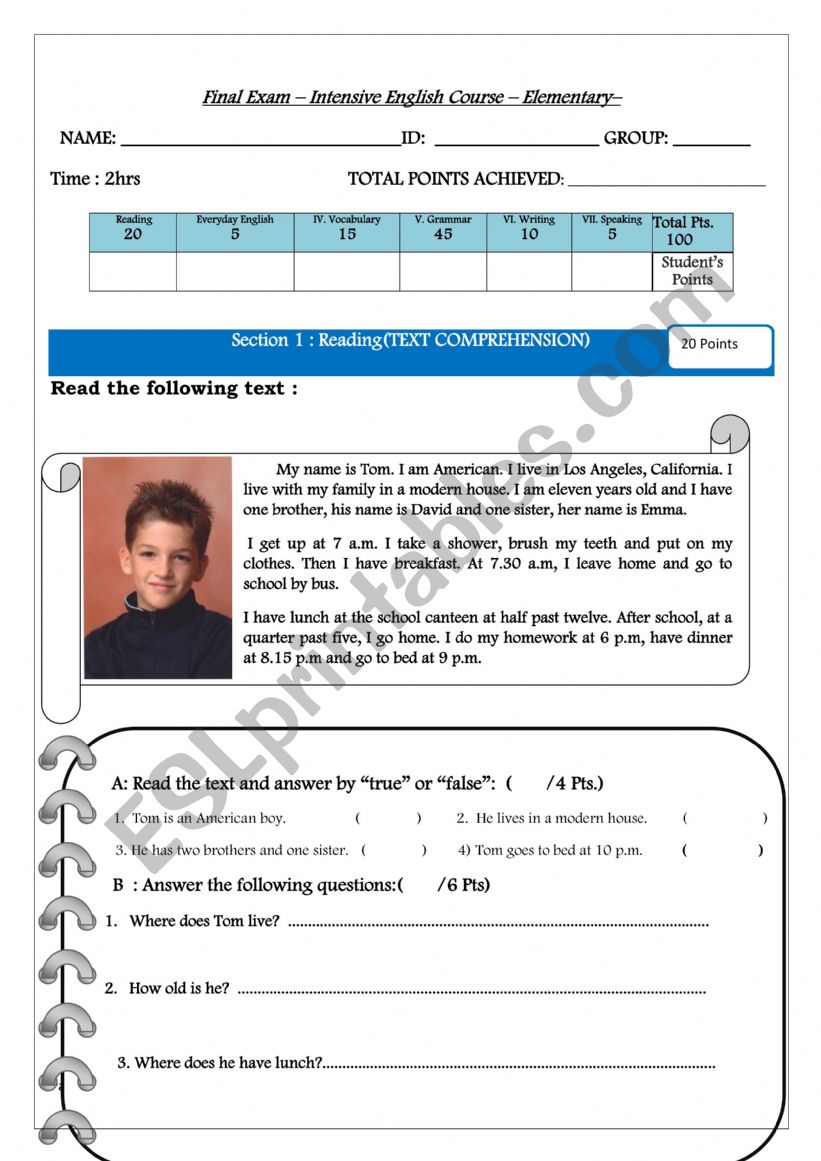 Complete Test ( Elementary Level)