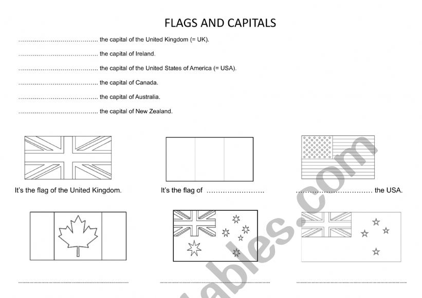 Flags and capitals of English speaking countries