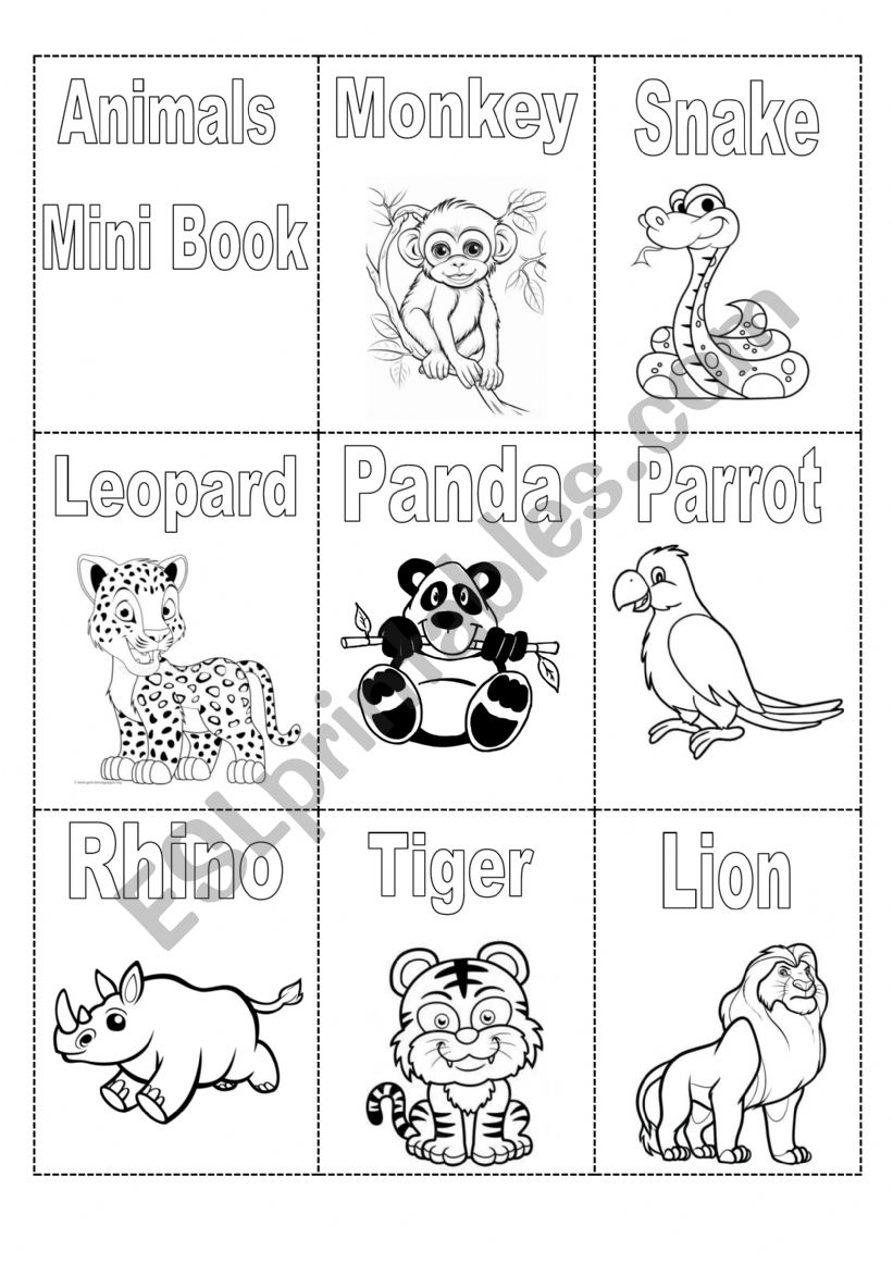 Animals Mini Book worksheet