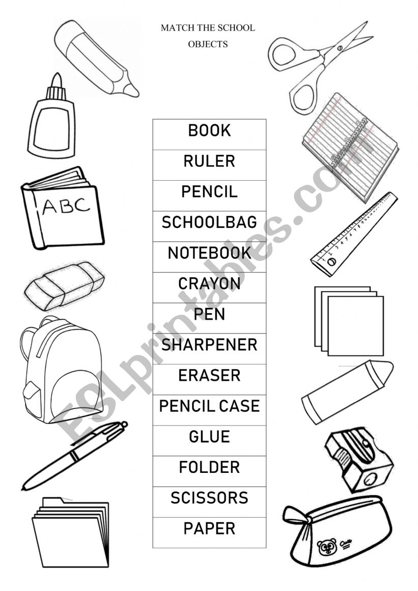 School Objects -Matching activity. 