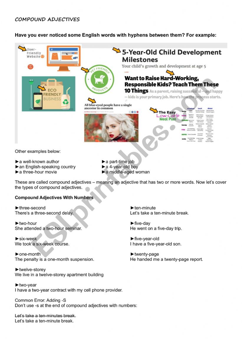 Compound Adjectives worksheet
