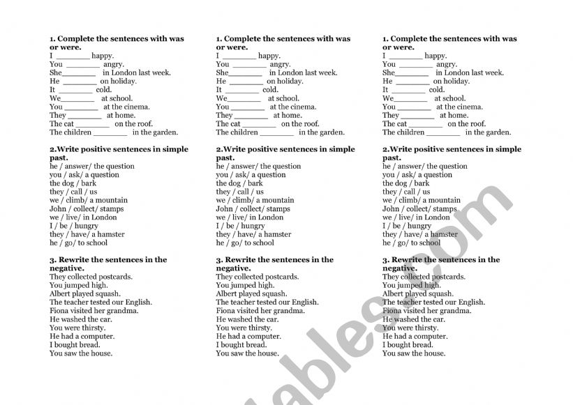 Past Simple - beginner exercises