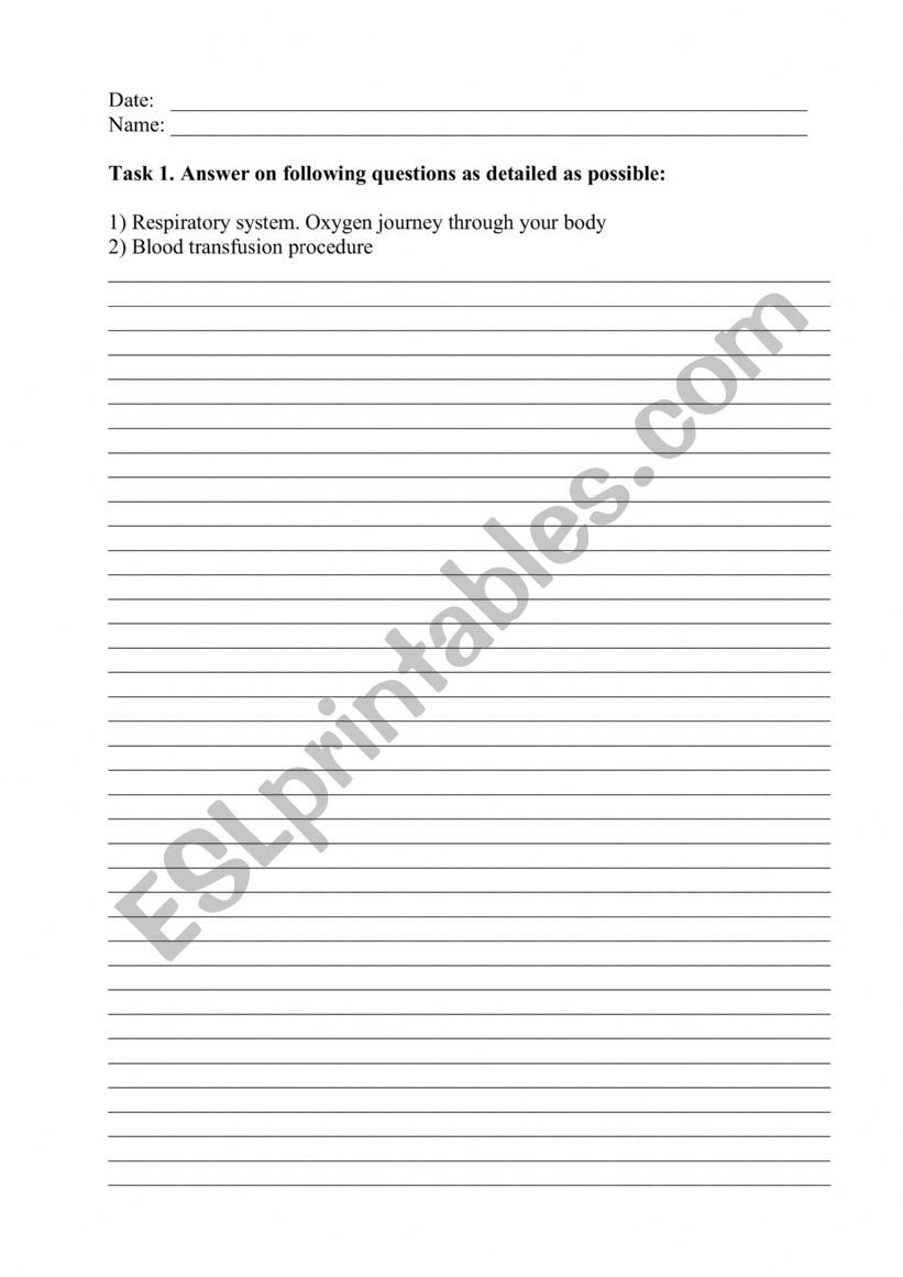 human body systems quiz  worksheet