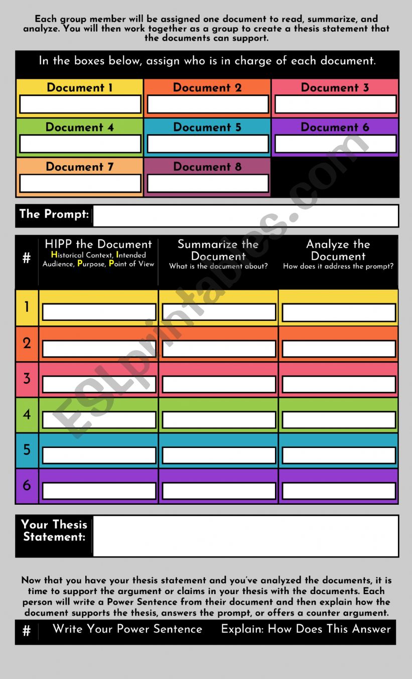 Graphic Organizer: Multiple Source Jig Saw Group Activity