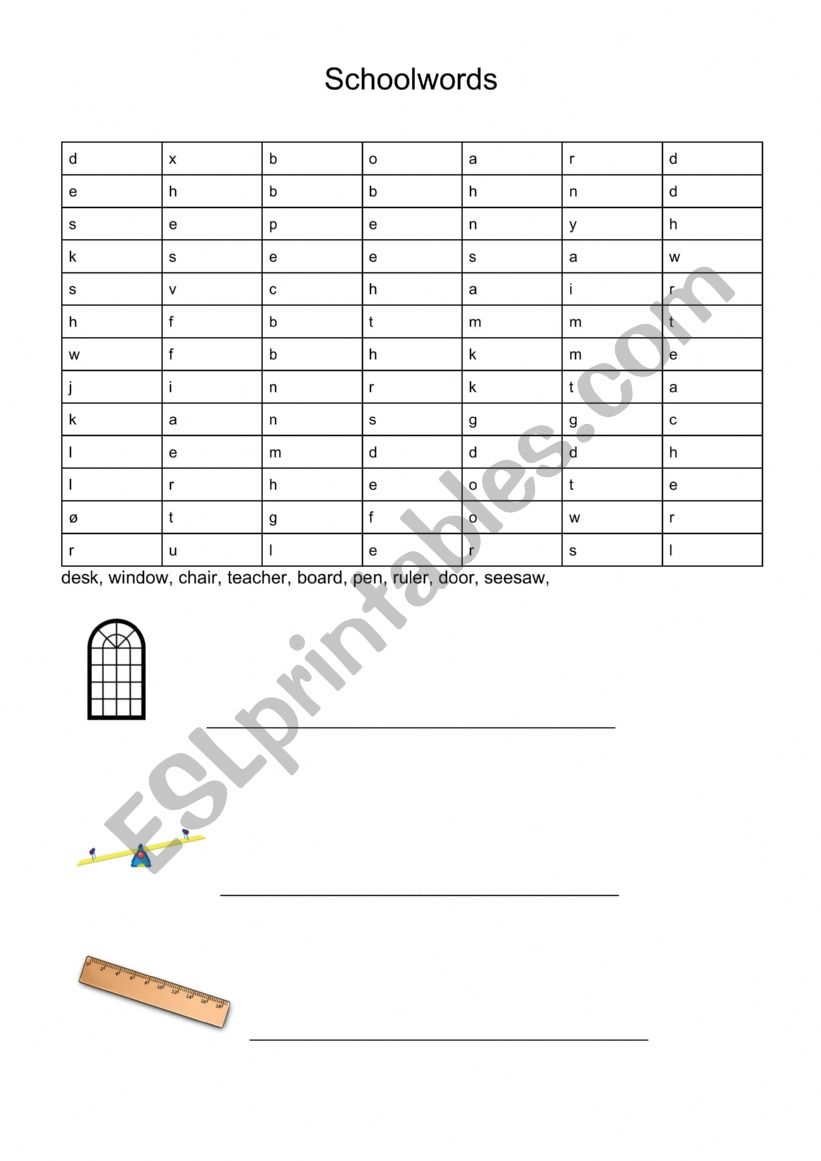 Schoolwords puzzle worksheet