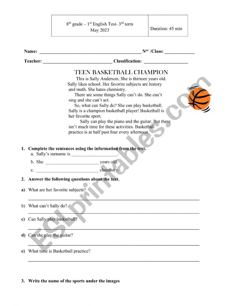 Exercise worksheet worksheet