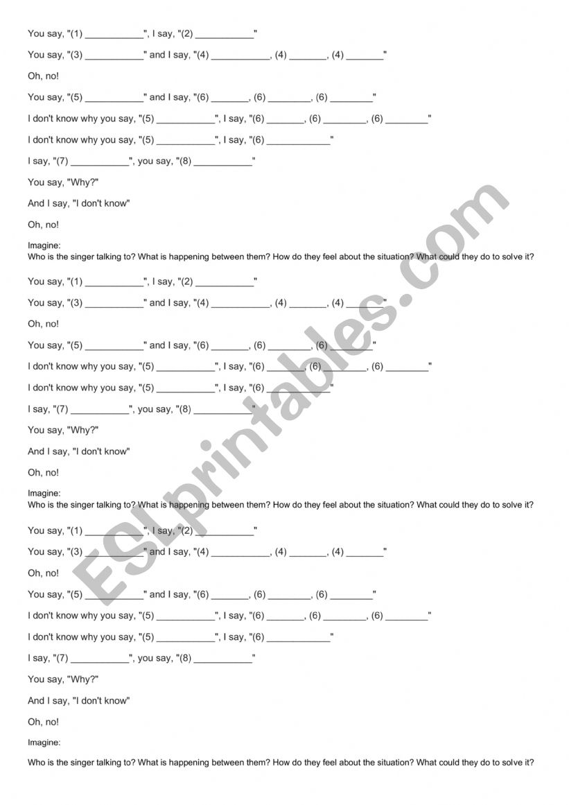 Hello, goodbye worksheet