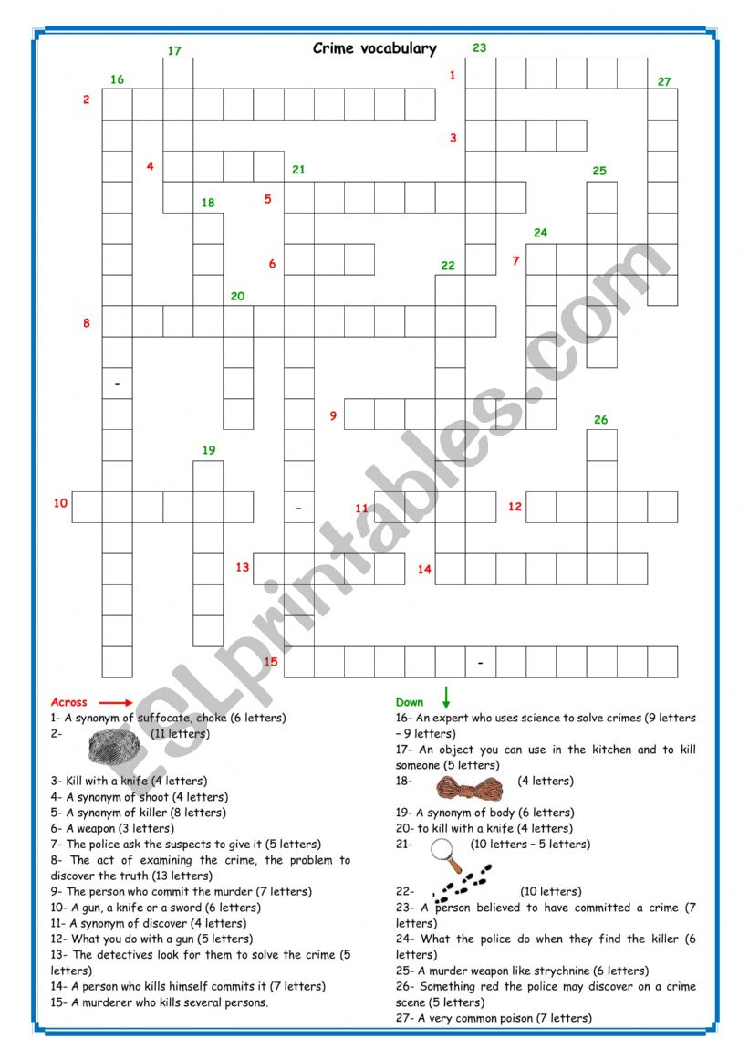 Crime vocabulary worksheet