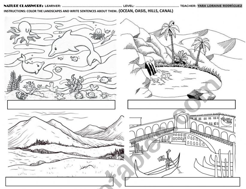 LANDSCAPES CLASSWORK  worksheet