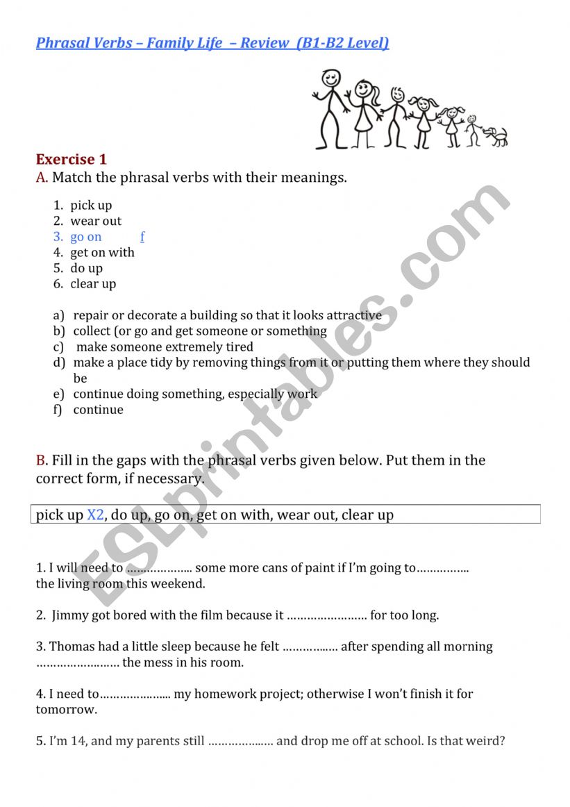 Phrasal Verbs Family Life (B1-B2)