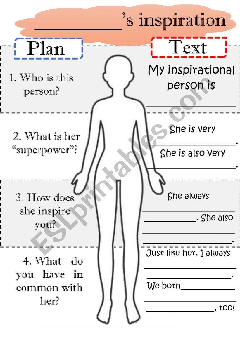 Inspirational person project worksheet