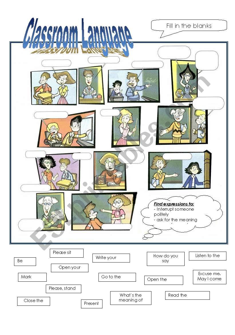 Classroom Language worksheet