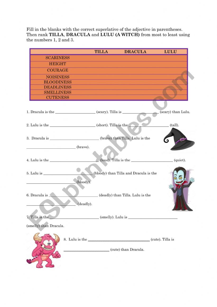 Comparatives and Superlatives (HALLOWEEN THEME)