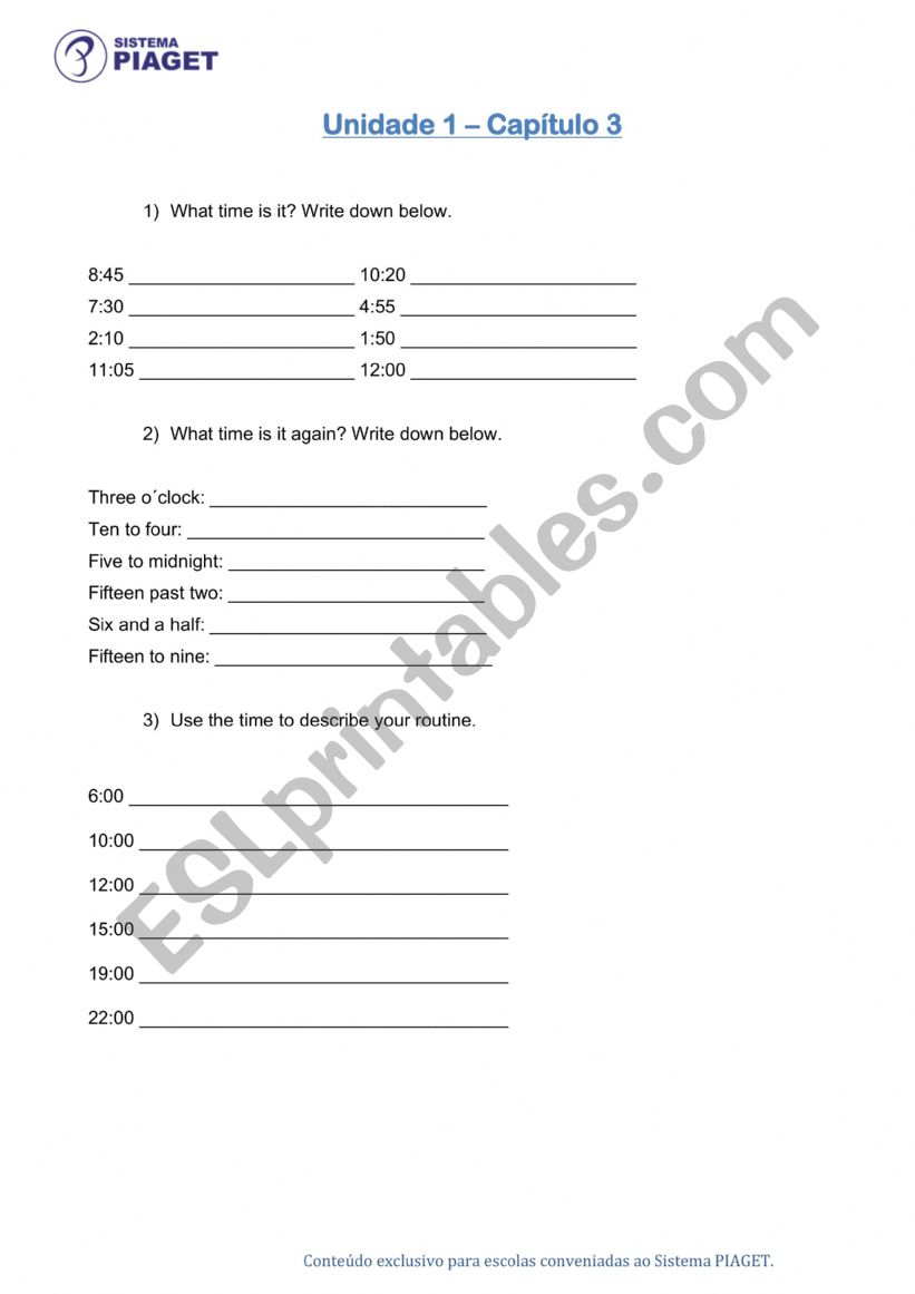 Daily Routine worksheet