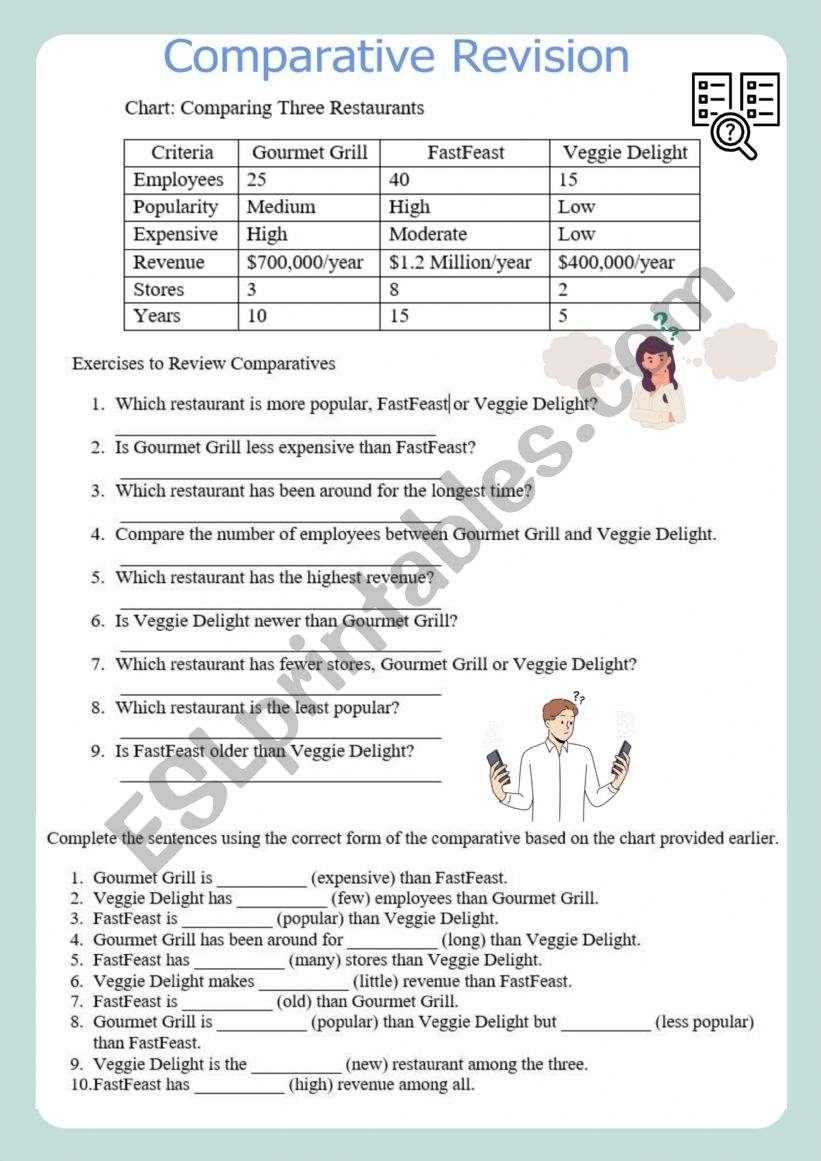 COMPARATIVE REVISION worksheet