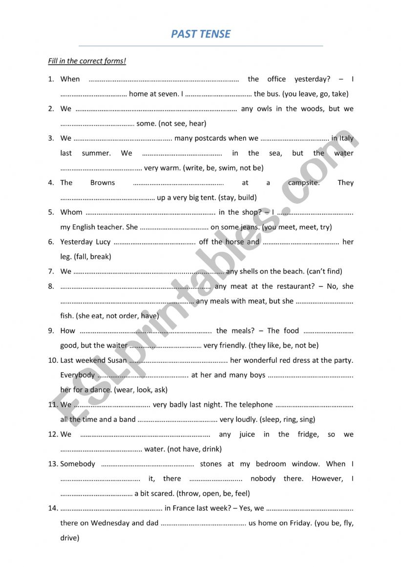 Past Simple worksheet