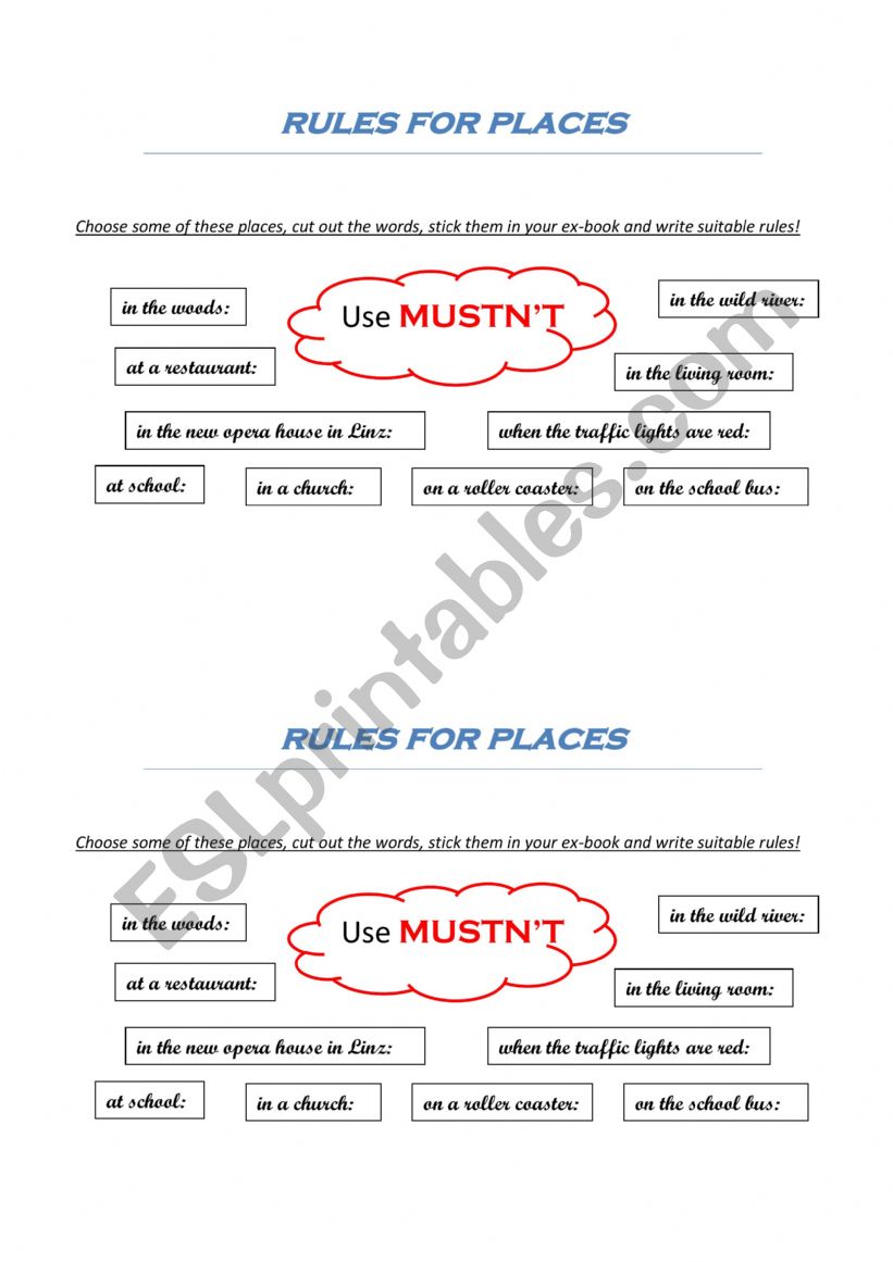 MustnÂ´t worksheet