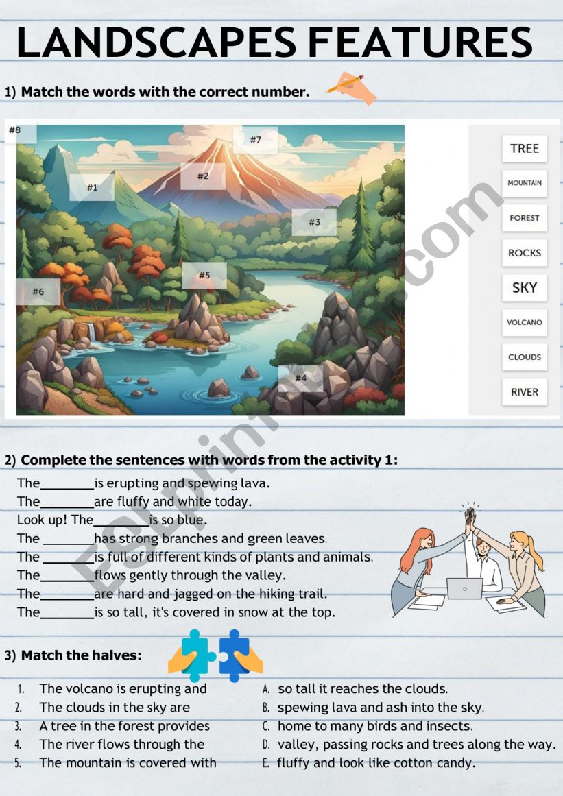 Landscape features worksheet