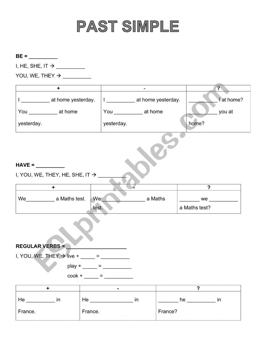 Past simple - revision worksheet