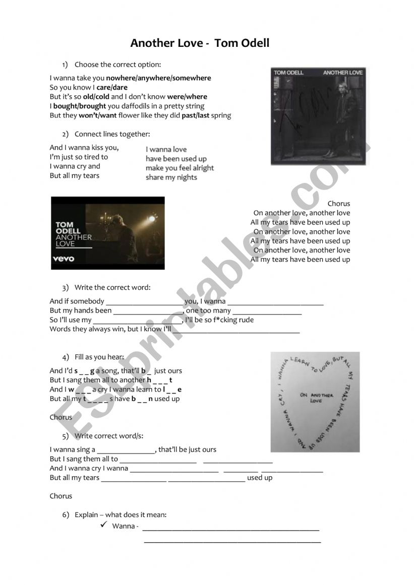song worksheet worksheet