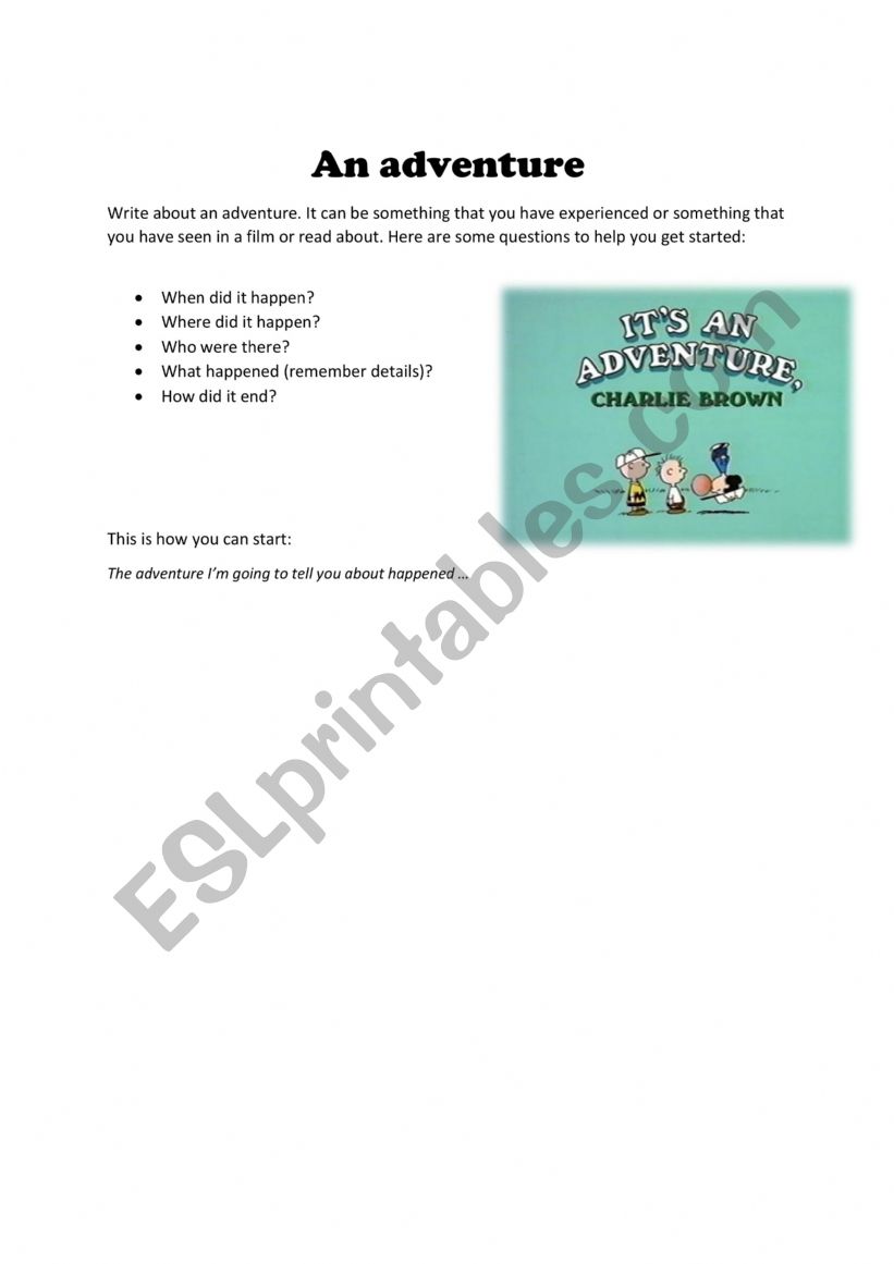 An adventure worksheet