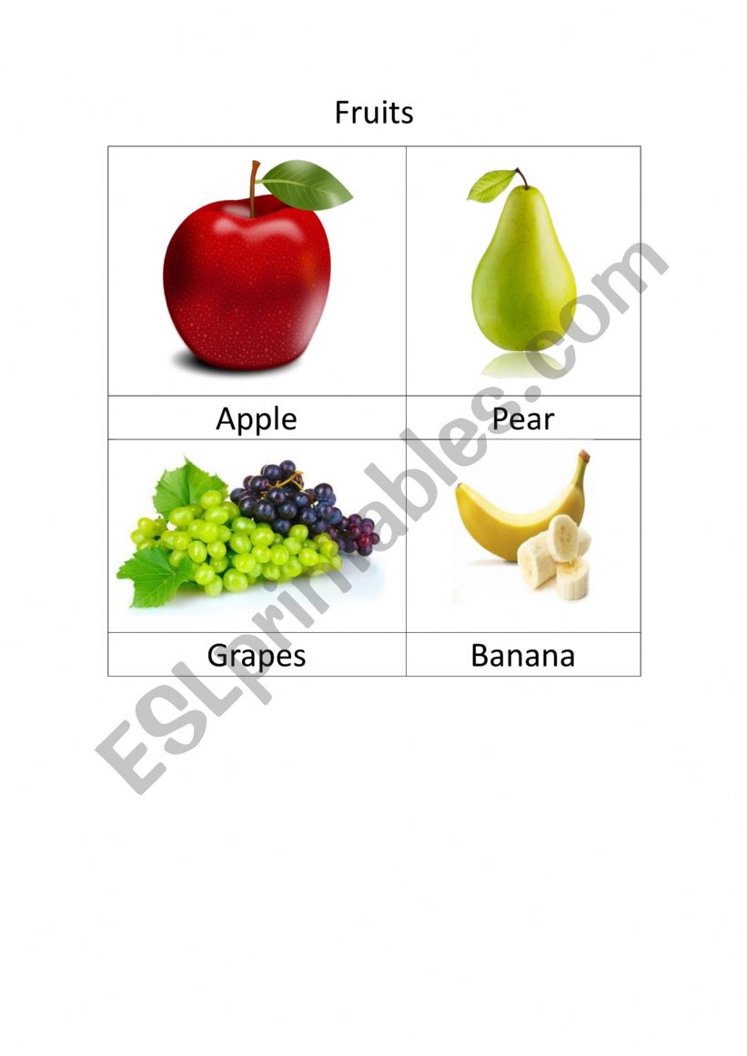 fruits worksheet