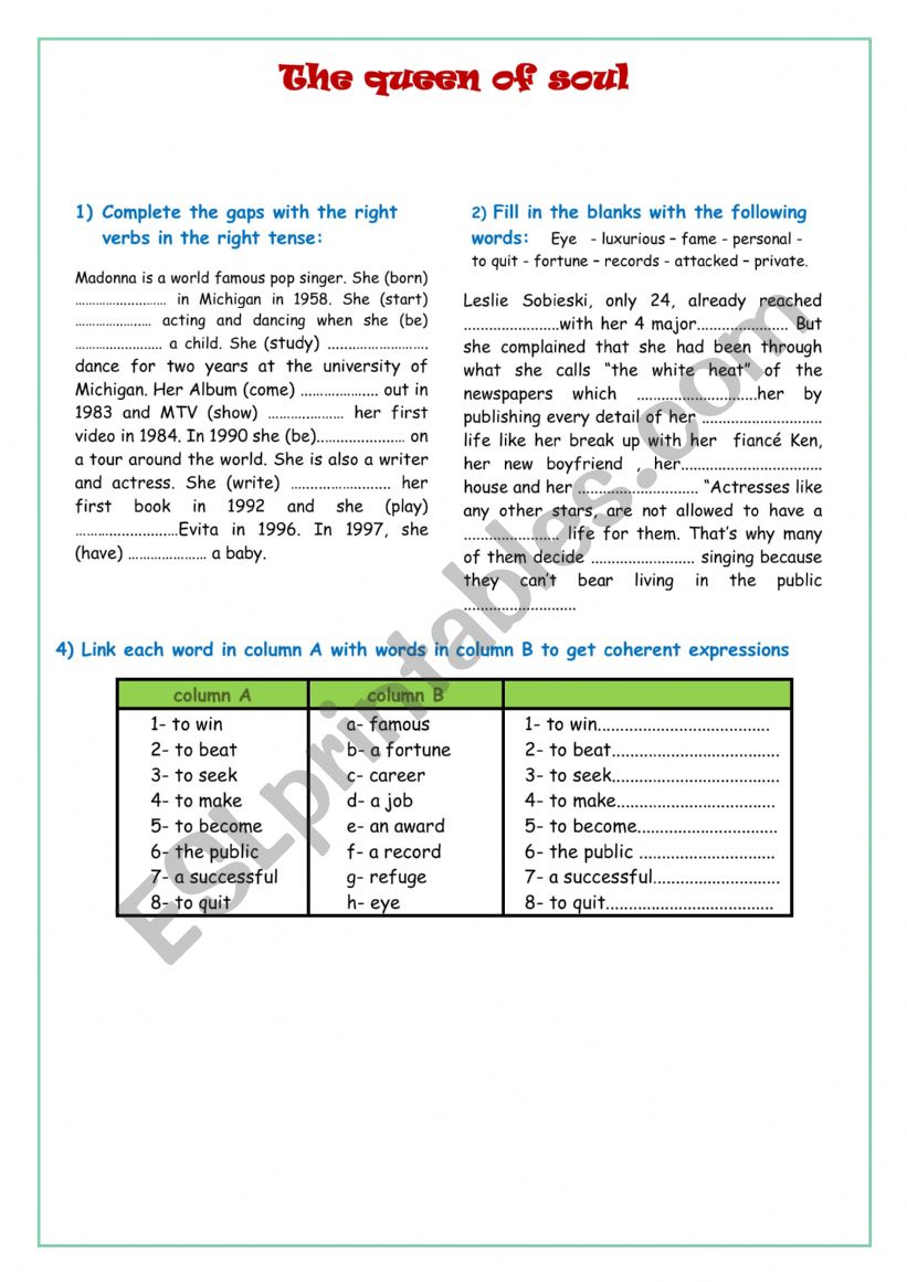 queen worksheet