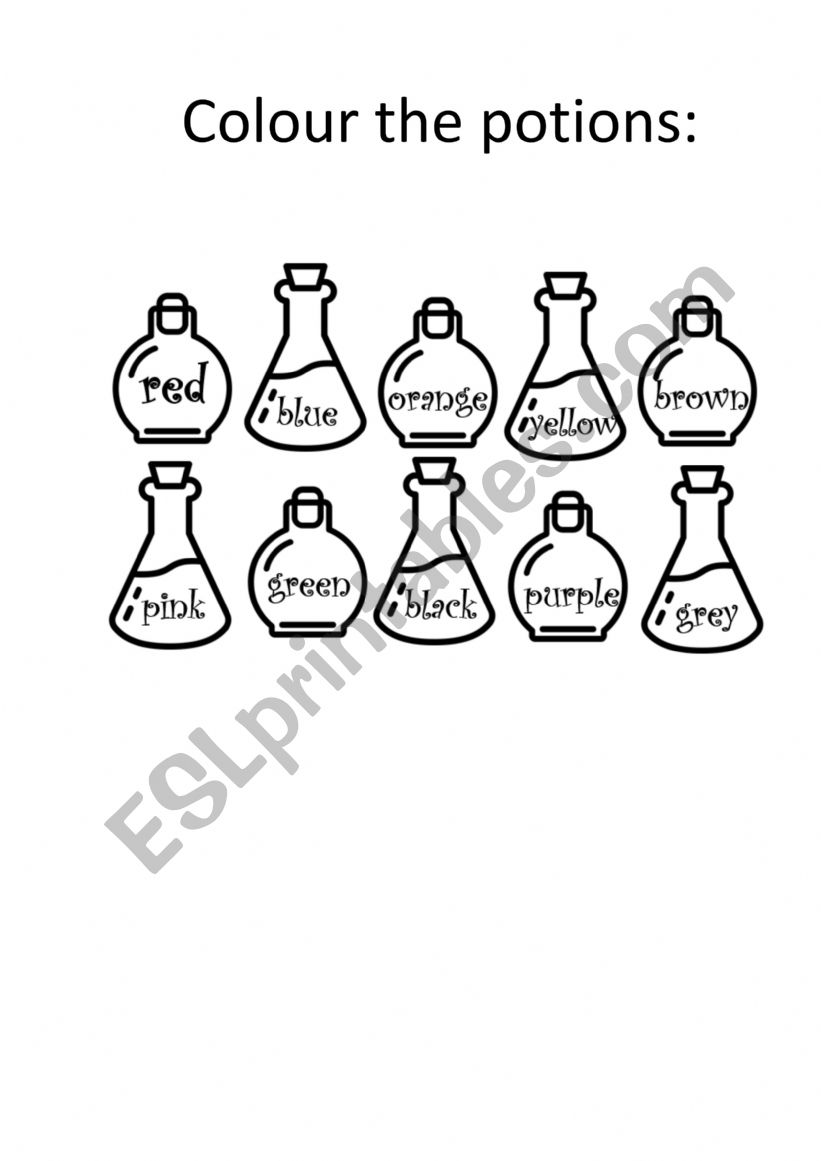 Colour potions worksheet