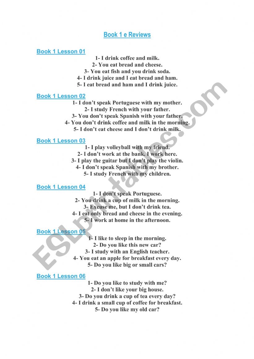 Dictation Exercises sentences 