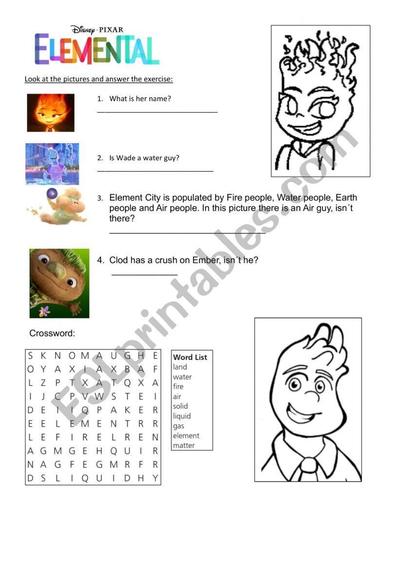 ELEMENTAL MOVIE worksheet