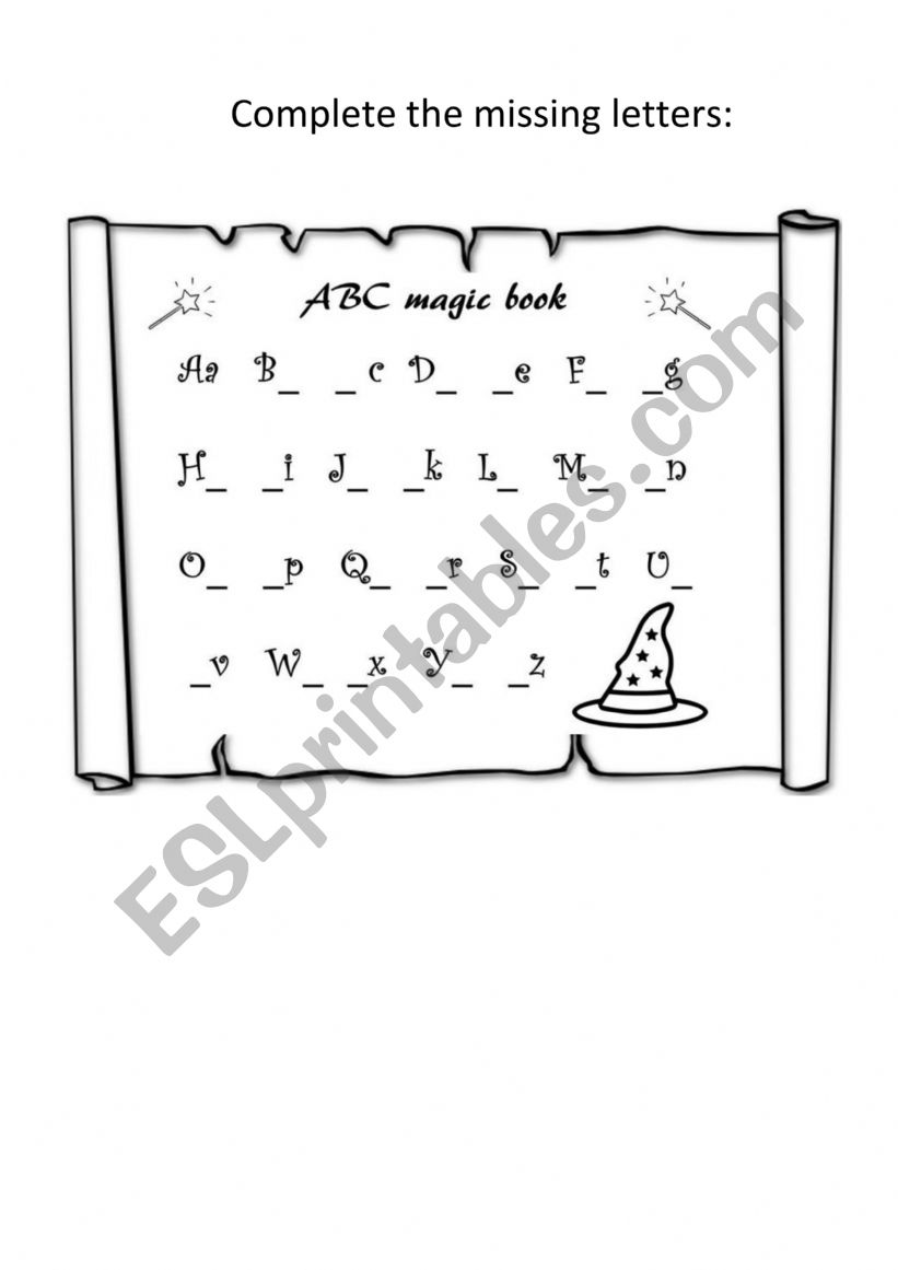 ABC magic book worksheet