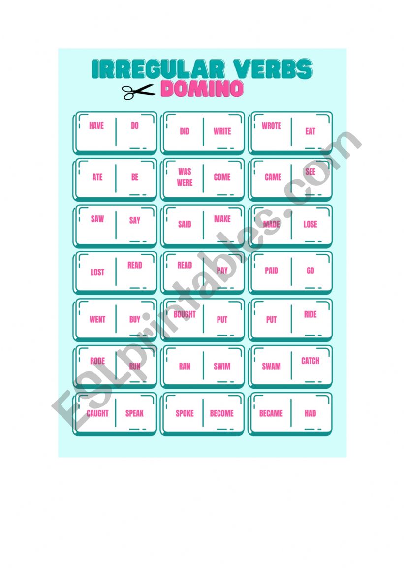Domino game Verbs worksheet