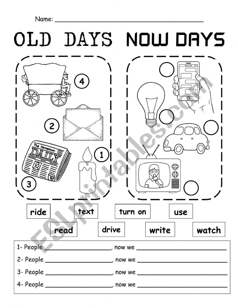 Old Days vs Now Days, practice past and present