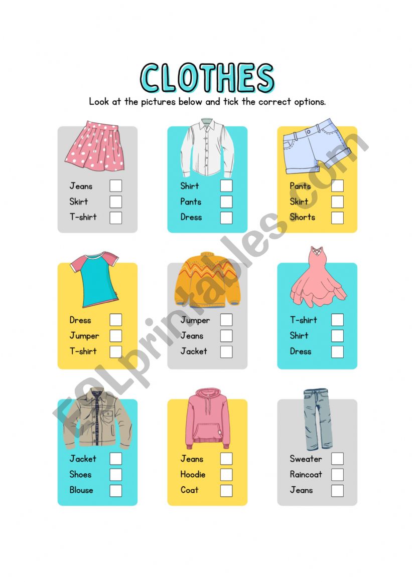 Clothes Activity worksheet