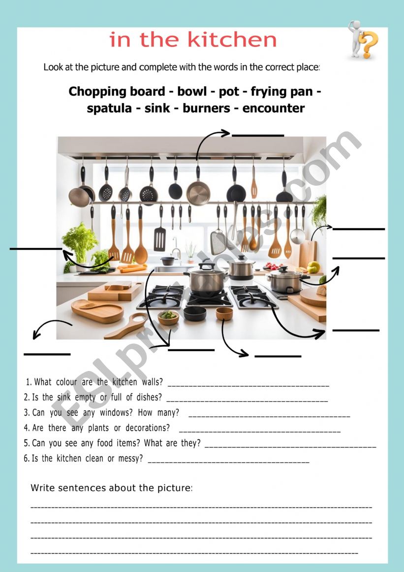 The kitchen worksheet