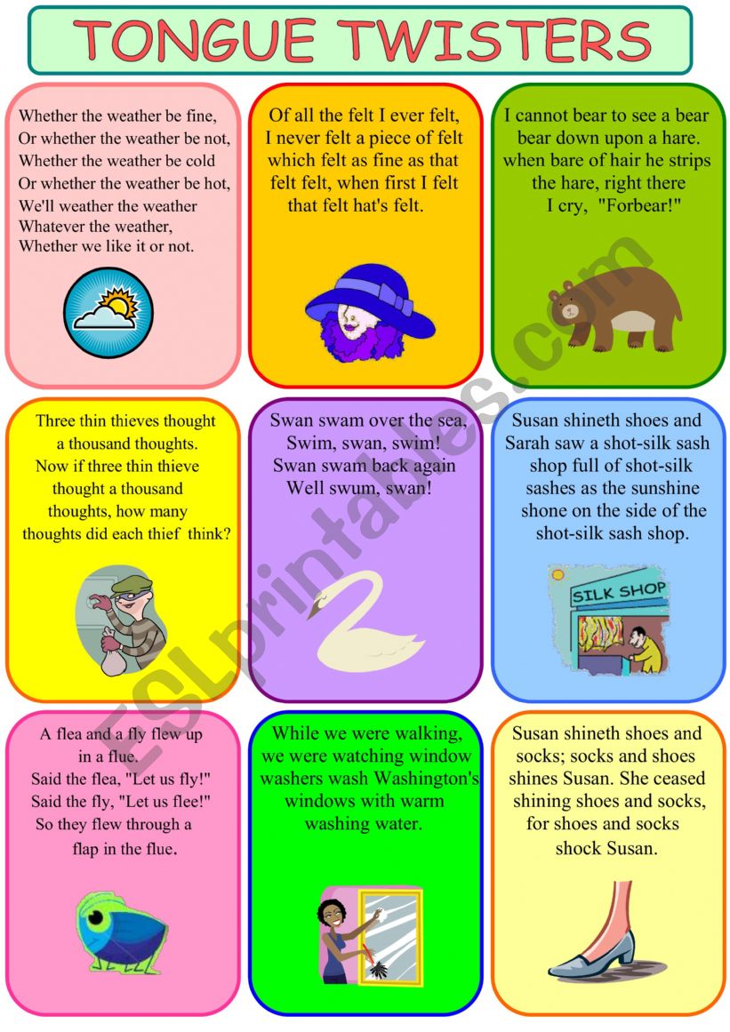 Tongue Twisters worksheet