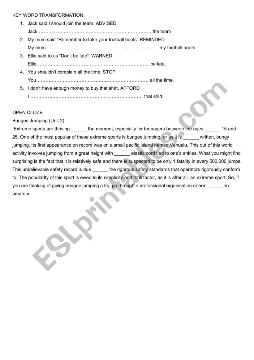 pre-fce practice worksheet