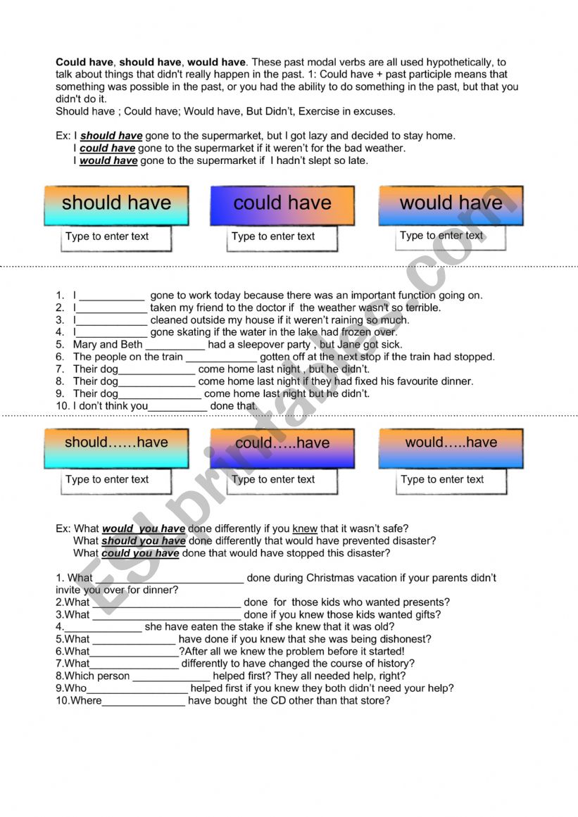 Conditionals worksheet