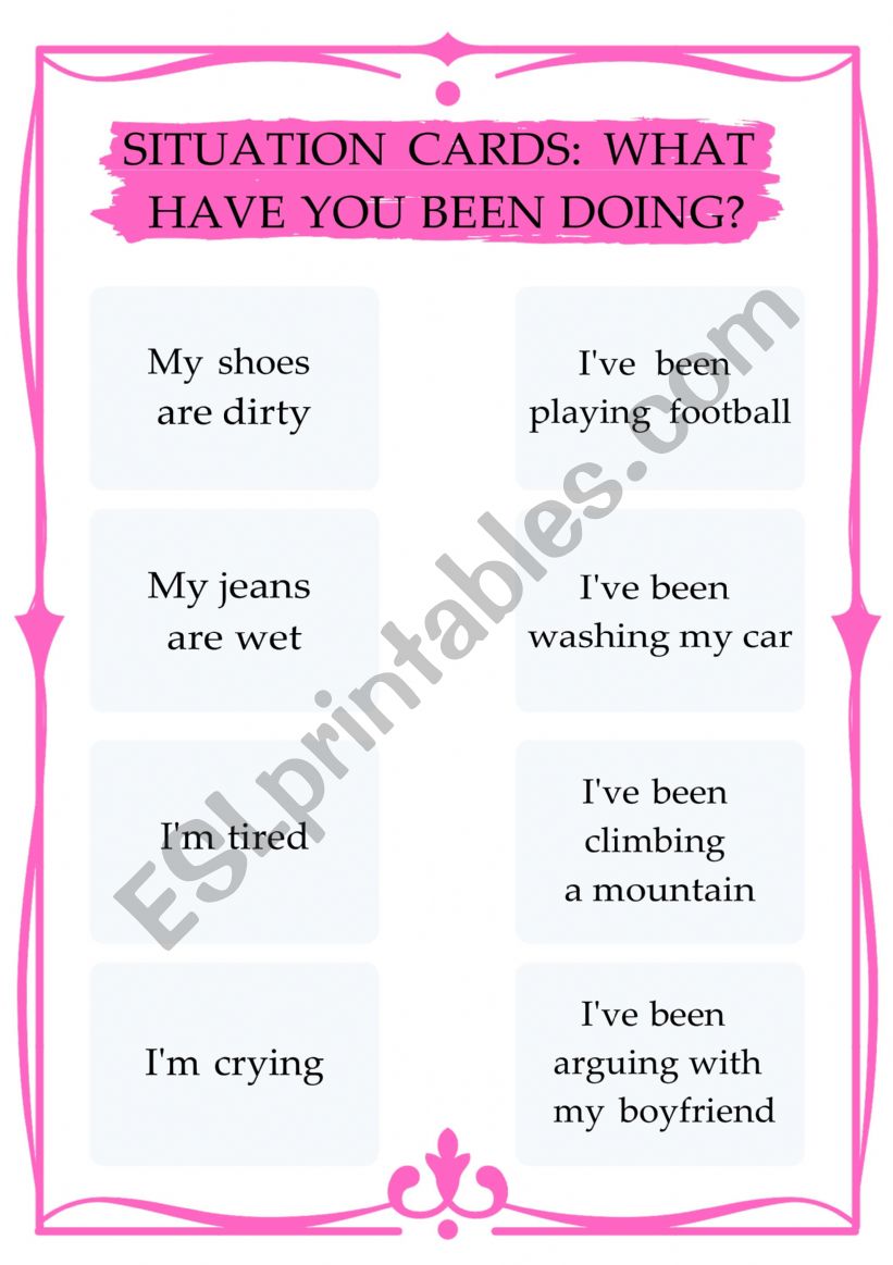 Present perfect continuos worksheet