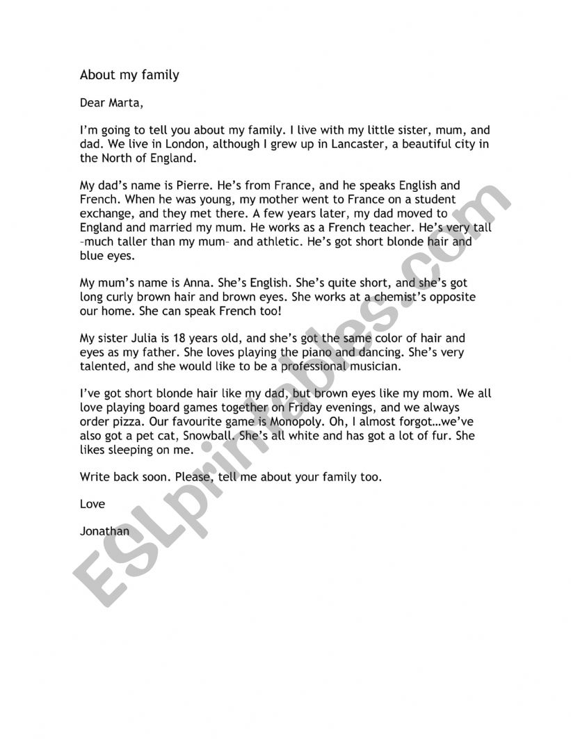 Reading Project worksheet