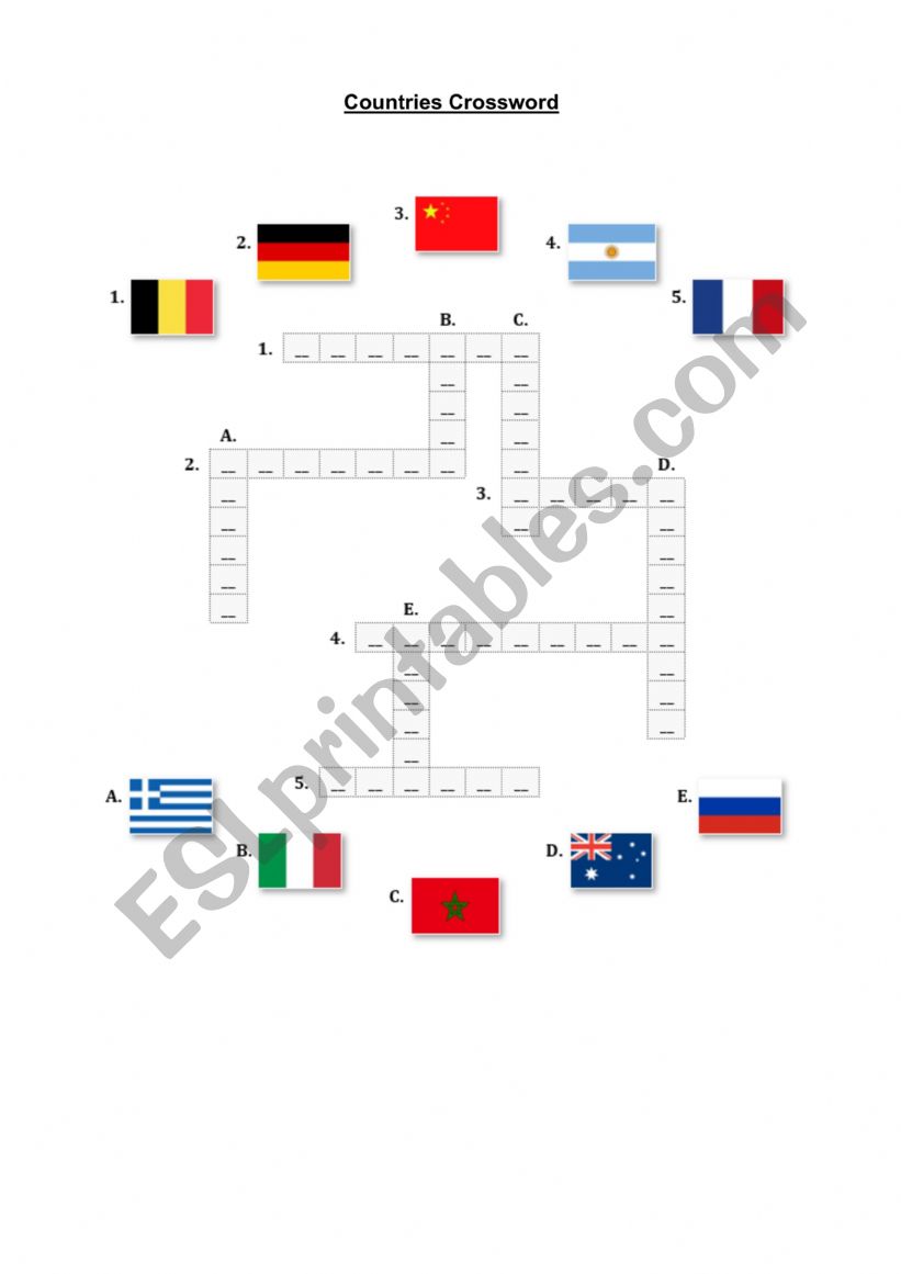 Countries Crossword worksheet