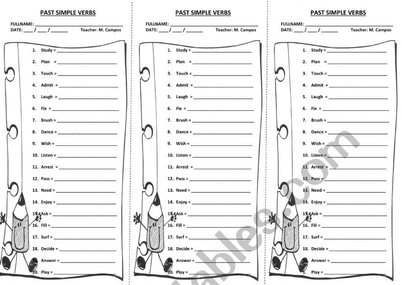 Past Simple Regular Verbs worksheet