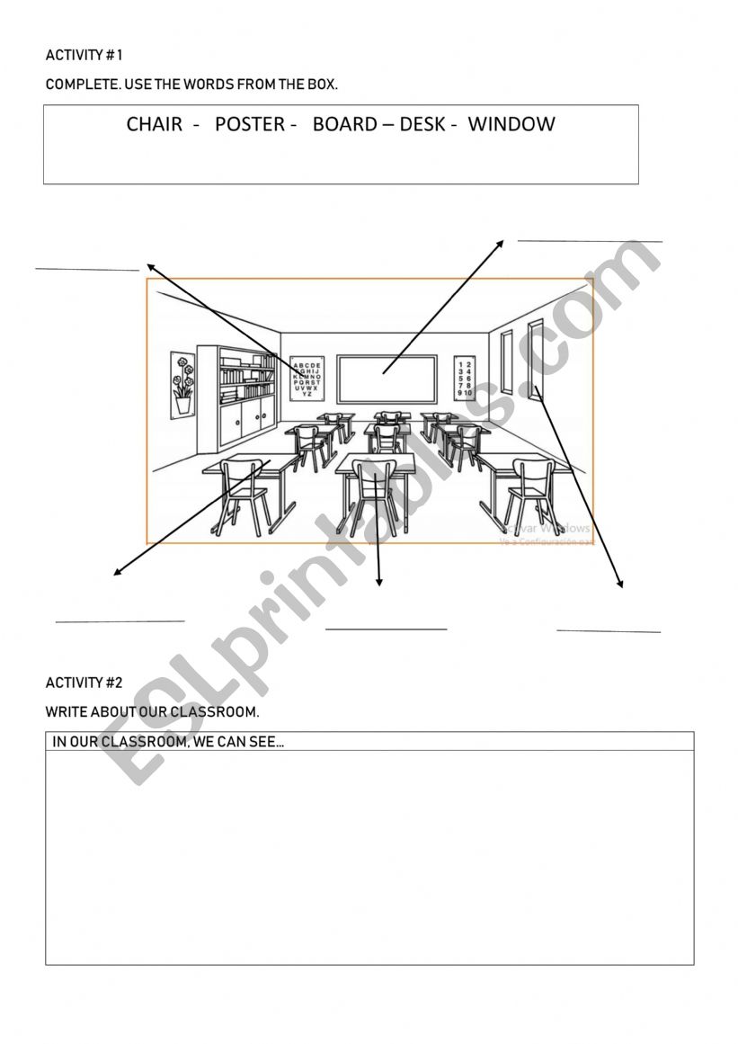 Classroom objects worksheet