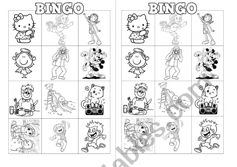 Action Verbs BINGO worksheet