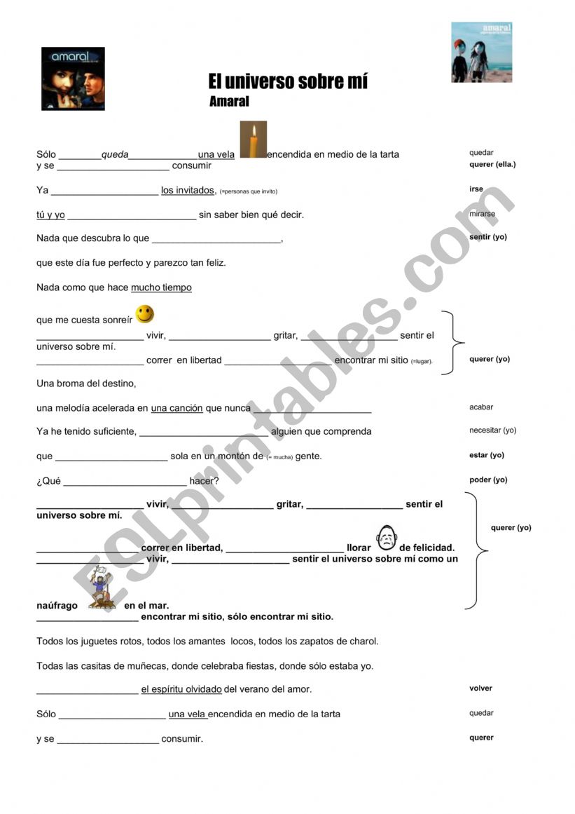 canciones ELE worksheet