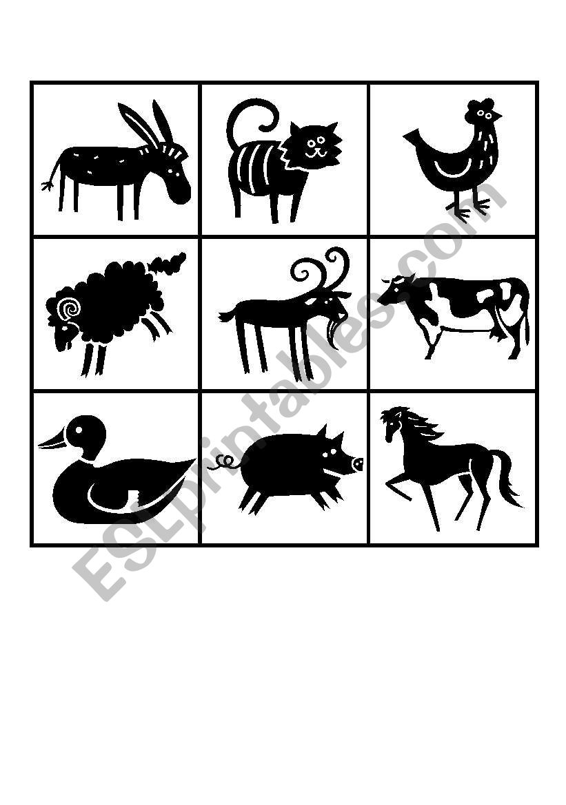 Farm Animal Bingo A worksheet