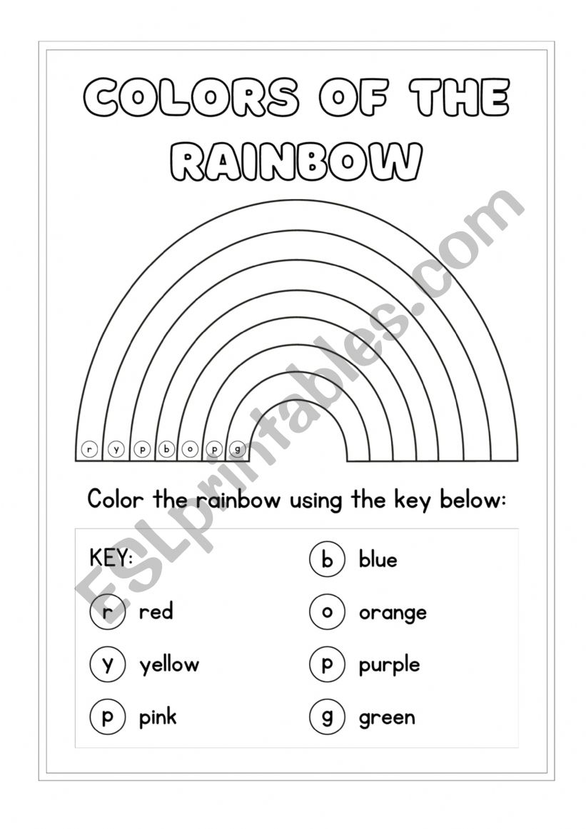 Colors of the rainbow worksheet