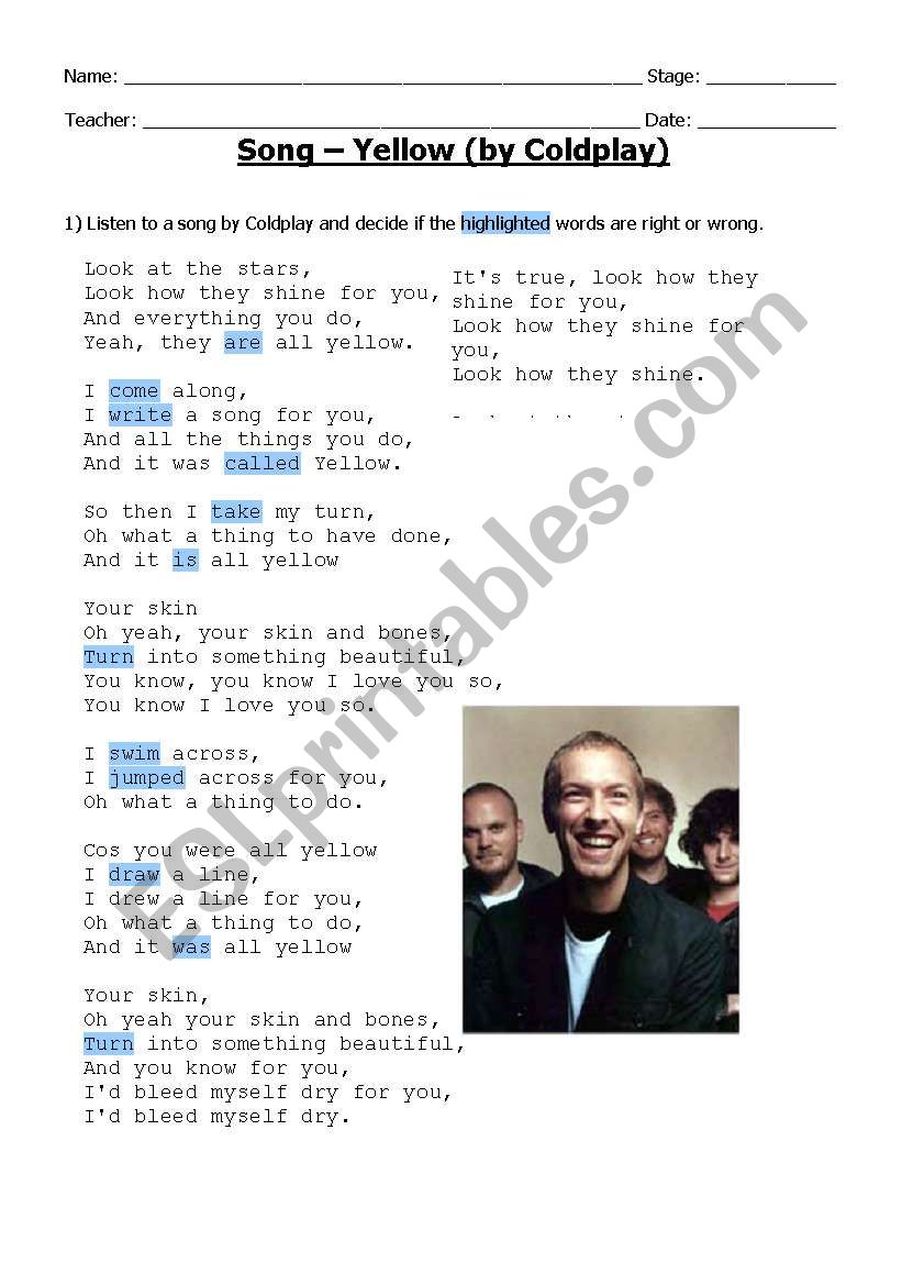 MUSIC worksheet